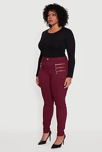 Plus Faux Zip Pocket Pull On Dress Pants