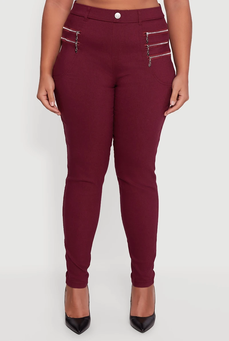 Plus Faux Zip Pocket Pull On Dress Pants