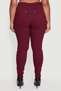 Womens Plus Size Faux Zip Pocket Pull On Dress Pants, Burgundy, Size 1X