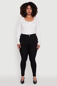 Plus High Waisted Faux Button Pants