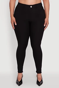 Plus High Waisted Faux Button Pants