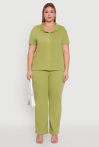 Womens Plus Fleece Button Front Shirt, 1X