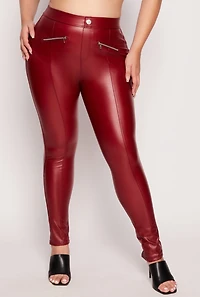 Plus Faux Leather Pintuck Leggings