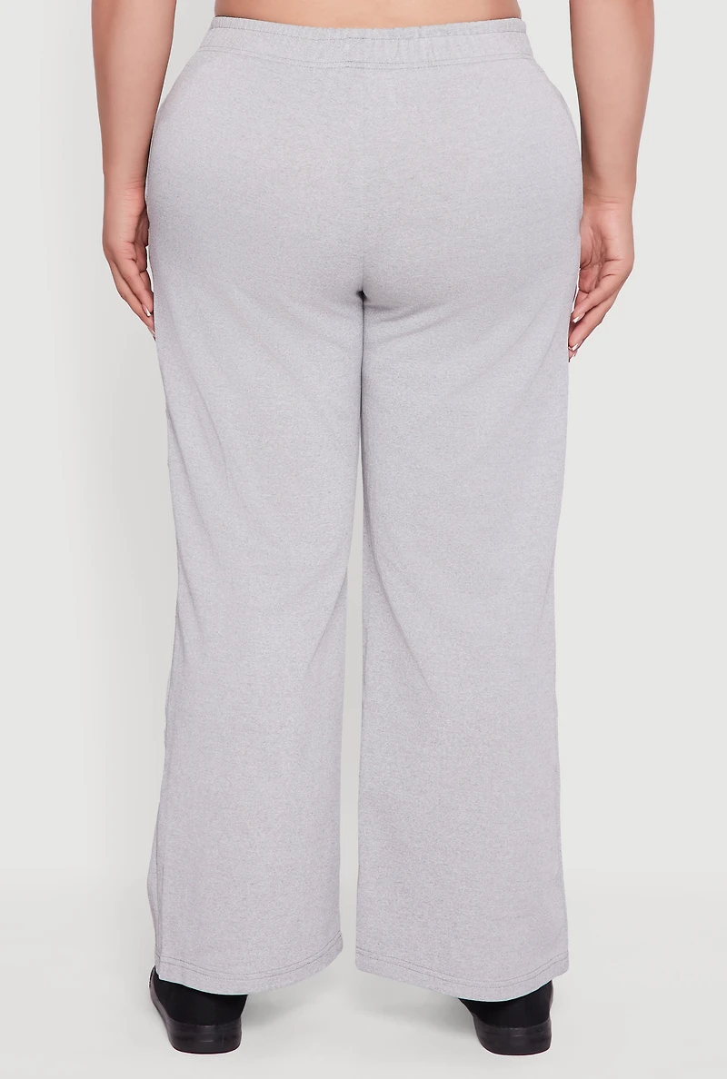 Plus Fleece Lined Varsity Striped Sweatpants