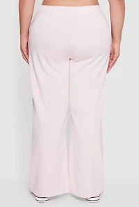 Womens Plus Size Fleece Lined Varsity Striped Sweatpants, Pink, Size 2X