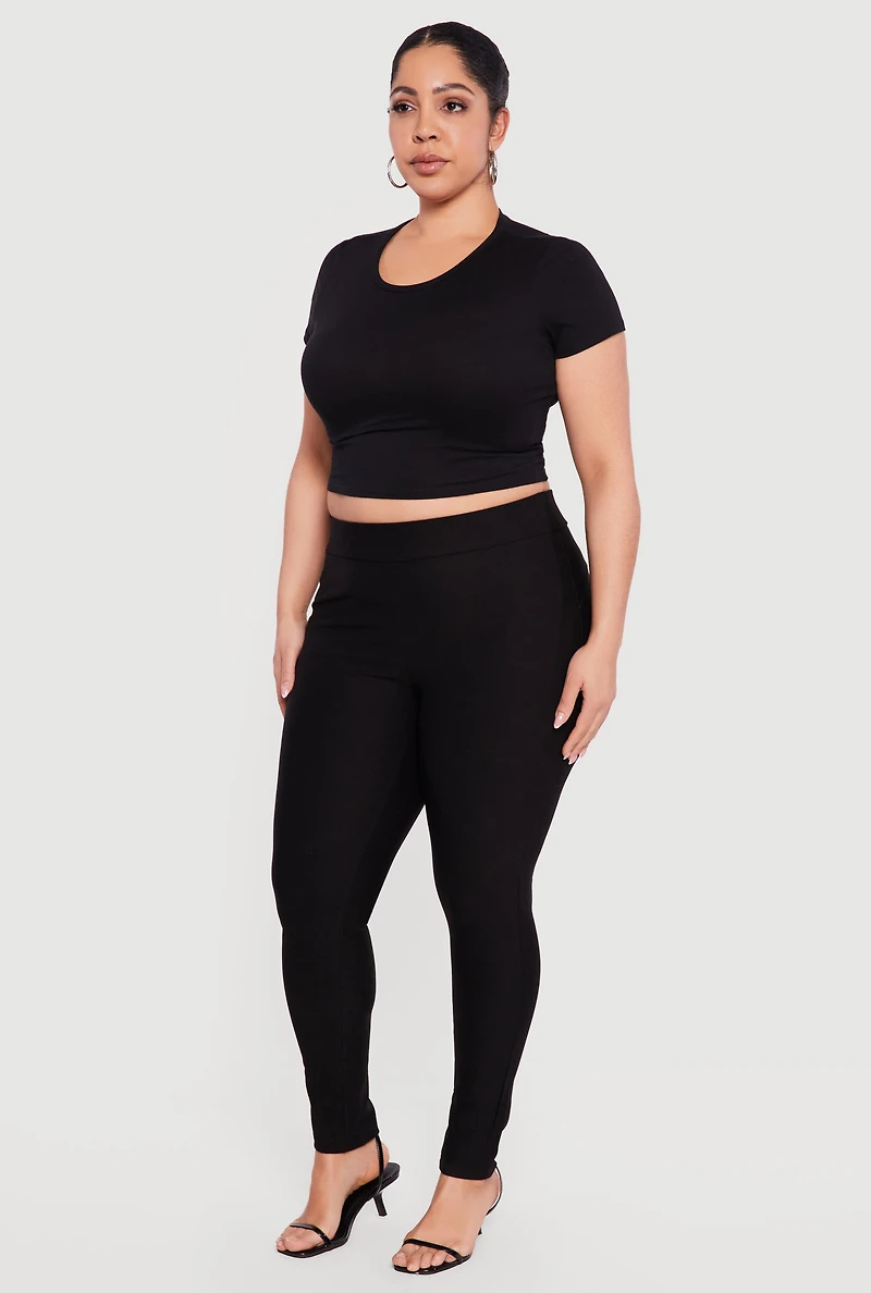 Plus Ponte Pull On Skinny Pants