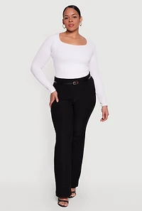 Plus High Waisted Belted Dress Pants
