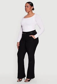 Plus High Waisted Belted Dress Pants