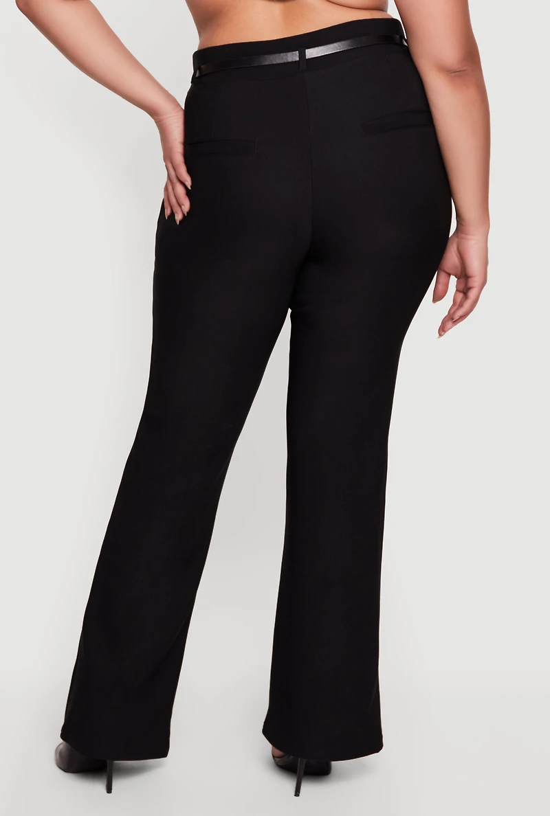 Plus High Waisted Belted Dress Pants