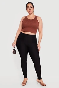 Plus Ponte High Waisted Pull On Skinny Pants