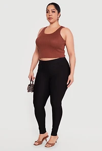 Plus Ponte High Waisted Pull On Skinny Pants