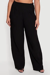 Plus High Waisted Pocket Wide Leg Dress Pants