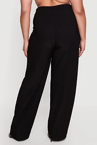 Plus High Waisted Pocket Wide Leg Dress Pants