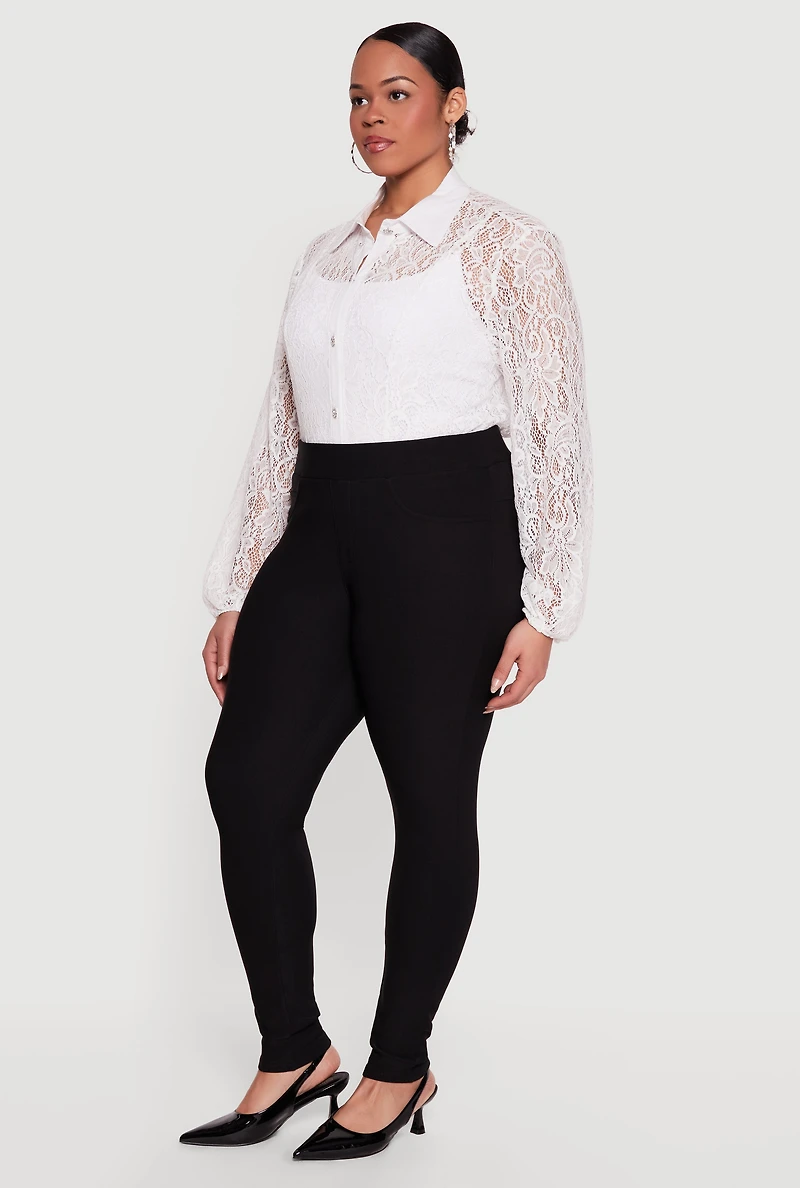 Plus Stretchy High Waisted Dress Pants