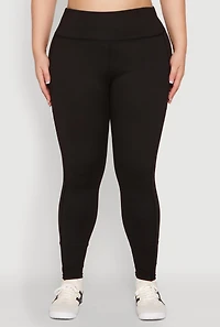 Womens Plus Snatched High Waisted Cell Phone Pocket Leggings, Black,