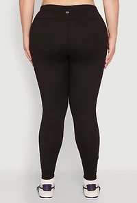 Womens Plus Snatched High Waisted Cell Phone Pocket Leggings, Black,