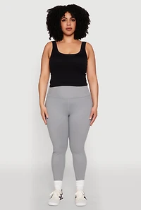 Womens Plus Size Snatched High Waisted Cell Phone Pocket Leggings, Grey, Size 2X