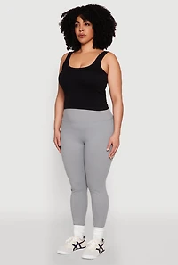 Womens Plus Size Snatched High Waisted Cell Phone Pocket Leggings, Grey, Size 2X