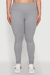 Womens Plus Size Snatched High Waisted Cell Phone Pocket Leggings, Grey, Size 3X