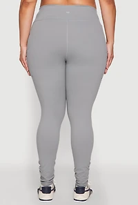 Womens Plus Size Snatched High Waisted Cell Phone Pocket Leggings, Grey, Size 3X