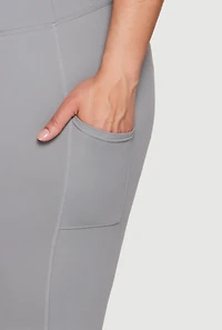 Womens Plus Size Snatched High Waisted Cell Phone Pocket Leggings, Grey, Size 3X
