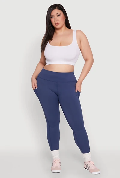 Womens Plus Snatched High Waisted Cell Phone Pocket Leggings,