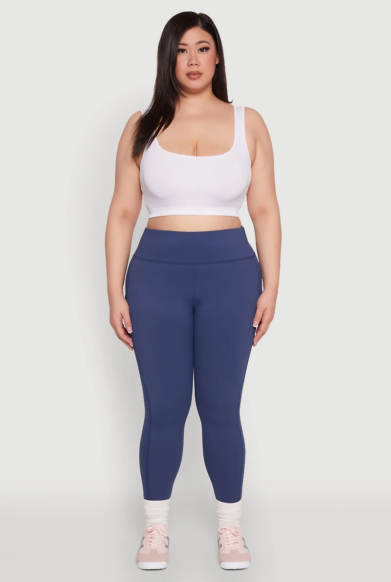 Womens Plus Snatched High Waisted Cell Phone Pocket Leggings,