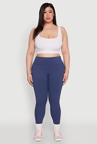 Womens Plus Snatched High Waisted Cell Phone Pocket Leggings,