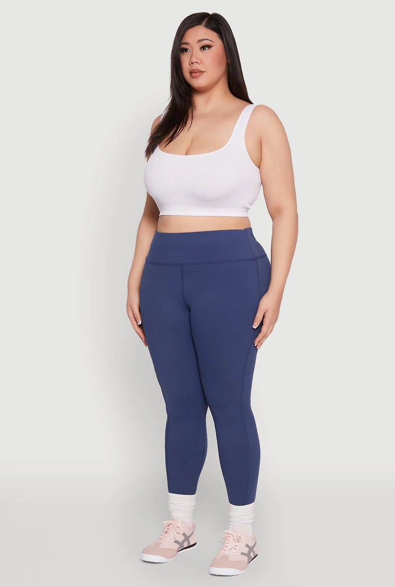Womens Plus Snatched High Waisted Cell Phone Pocket Leggings,