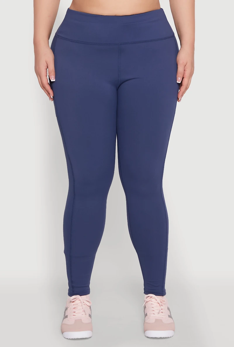 Womens Plus Snatched High Waisted Cell Phone Pocket Leggings,