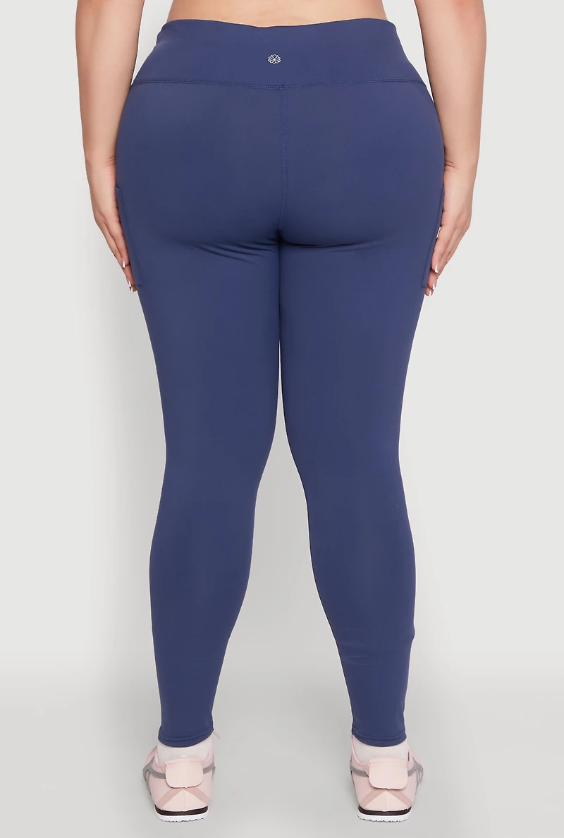 Womens Plus Snatched High Waisted Cell Phone Pocket Leggings,