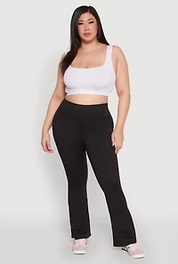 Plus Snatched High Waisted Flared Active Pants
