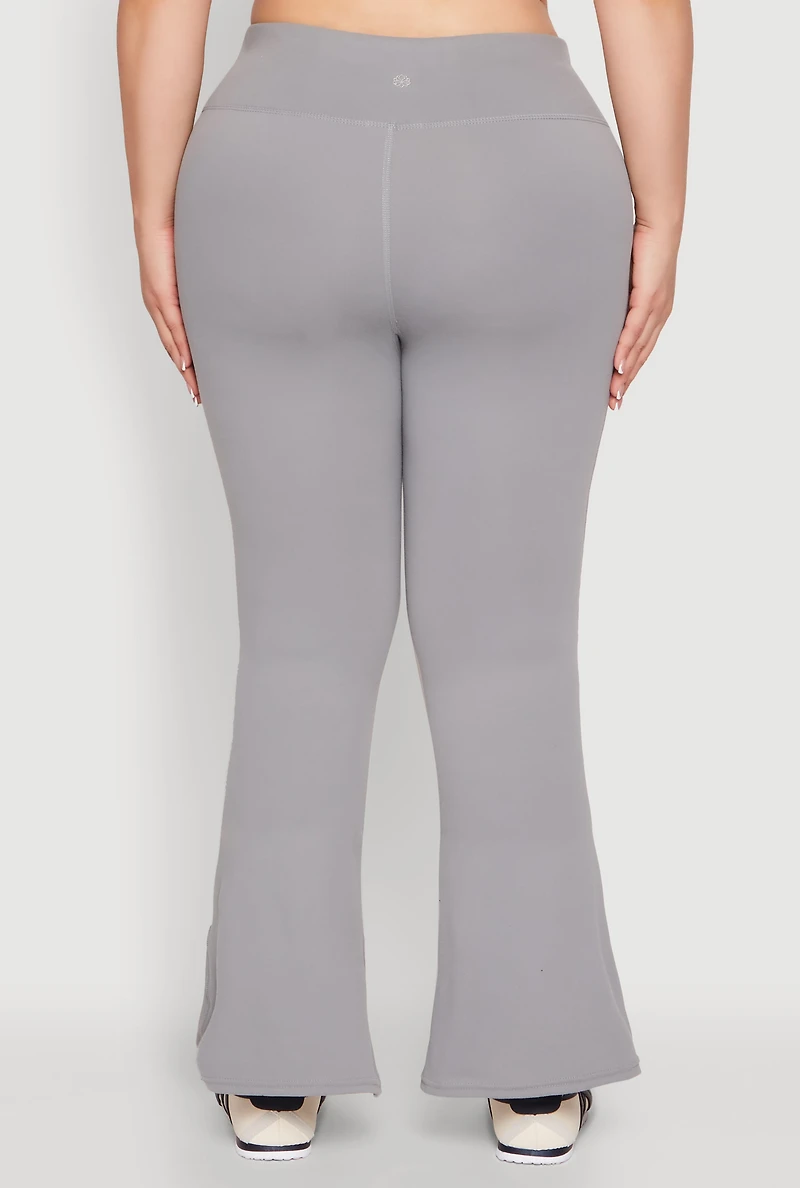 Womens Plus Size Snatched High Waisted Flared Active Pants, Grey, Size 2X