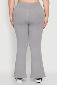 Womens Plus Size Snatched High Waisted Flared Active Pants, Grey, Size 2X