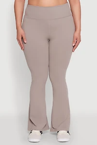 Womens Plus Snatched High Waisted Flared Active Pants, Grey,