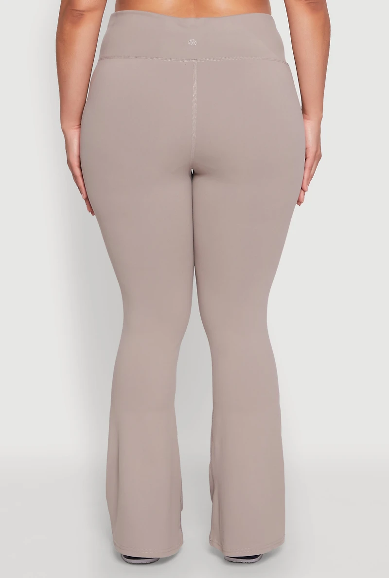 Womens Plus Snatched High Waisted Flared Active Pants, Grey,