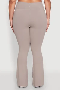 Womens Plus Snatched High Waisted Flared Active Pants, Grey,