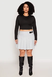 Womens Plus Size High Waisted Pleated Skirt, Grey, Size 2X