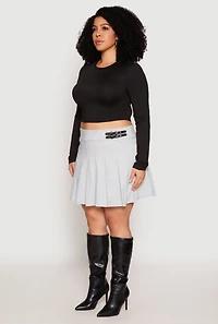 Womens Plus Size High Waisted Pleated Skirt, Grey, Size 2X