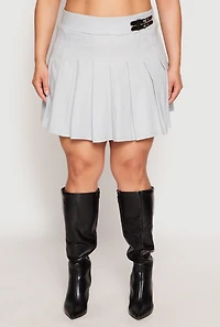 Womens Plus Size High Waisted Pleated Skirt, Grey, Size 2X