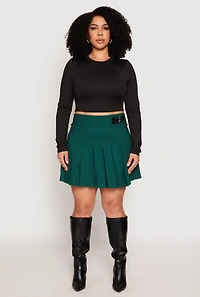 Plus High Waisted Pleated Skirt