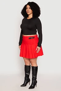 Womens Plus High Waisted Pleated Skirt,