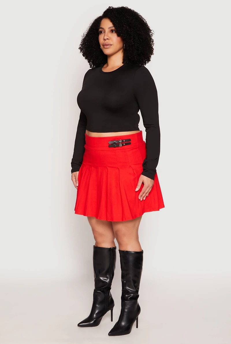 Womens Plus High Waisted Pleated Skirt, 2X