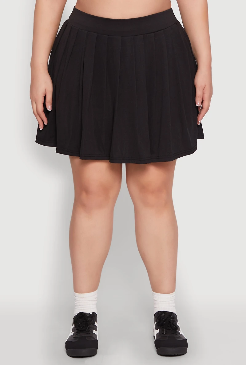 Womens Plus Size Pleated Tennis Skirt, Black, Size 3X