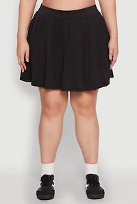 Womens Plus Size Pleated Tennis Skirt, Black, Size 3X