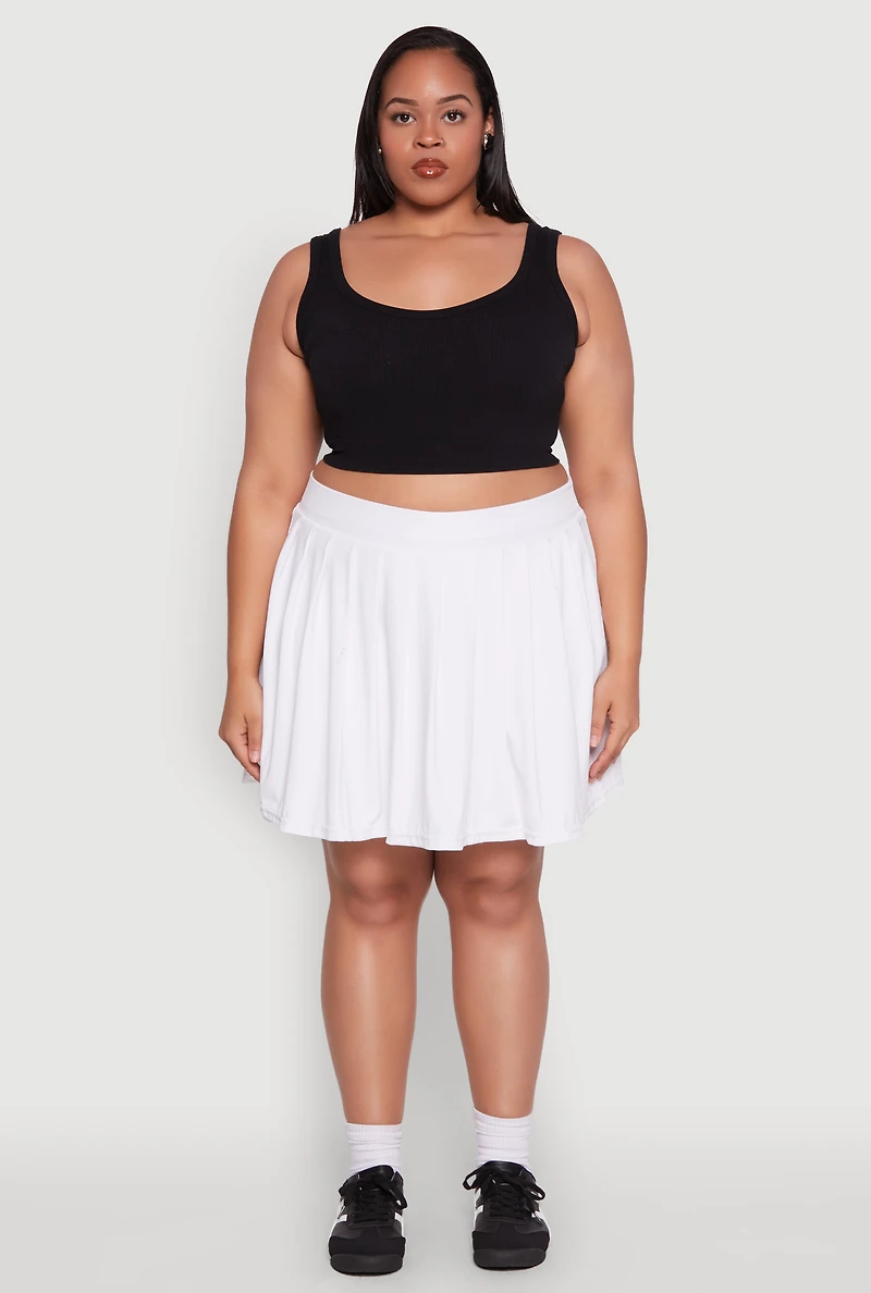 Womens Plus Size Pleated Tennis Skirt, White, Size 1X