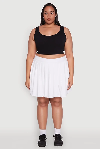 Womens Plus Size Pleated Tennis Skirt, White, Size 1X