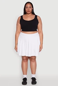 Womens Plus Size Pleated Tennis Skirt, White, Size 1X