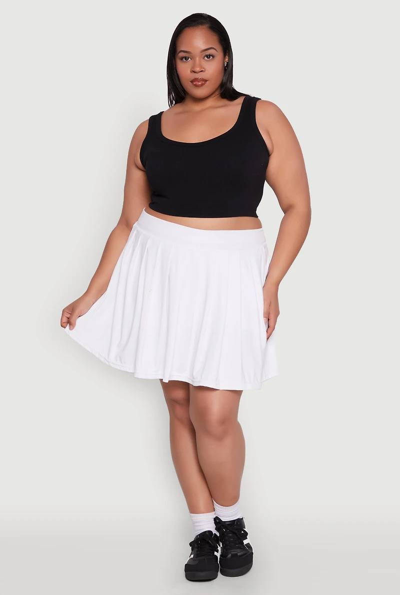 Womens Plus Size Pleated Tennis Skirt, White, Size 1X