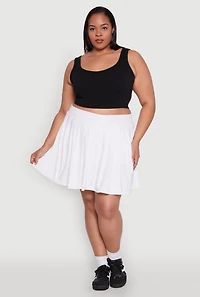Womens Plus Size Pleated Tennis Skirt, White, Size 1X